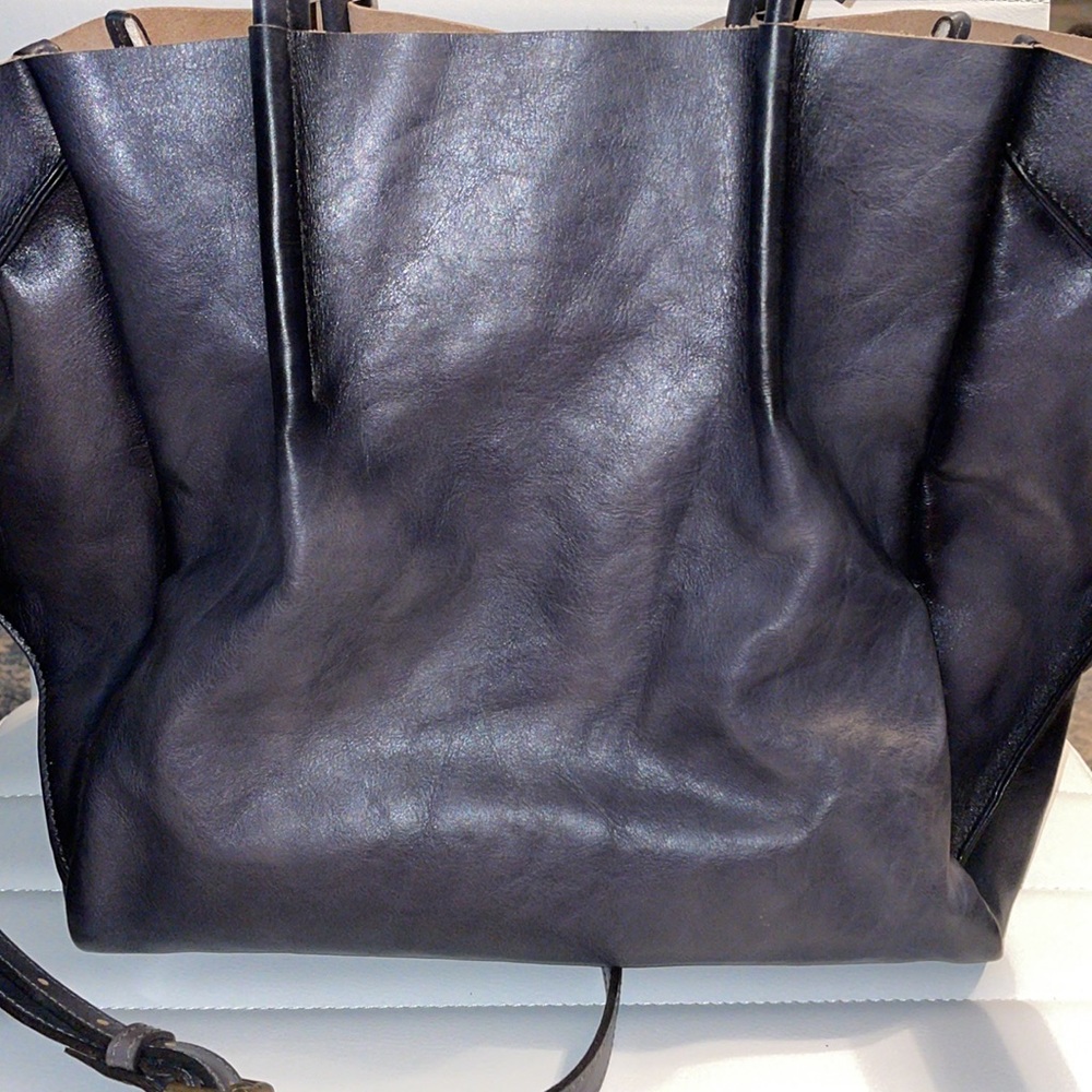 OLD TREND Sprout handcrafted leather vintage LG tote bag + pouch OMBREGRAY NWT - Picture 6 of 7